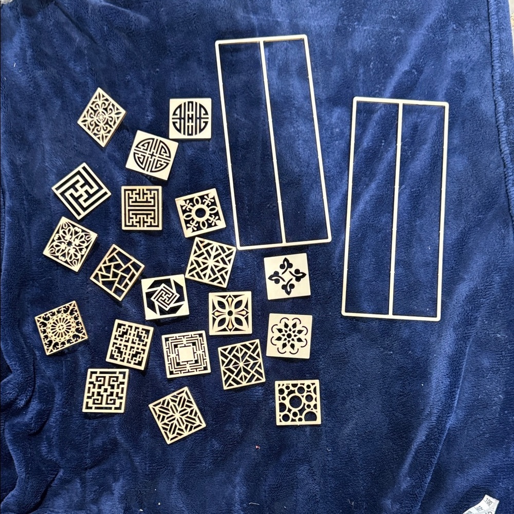 Laser-Cut Wood Scroll Saw Squares with Rectangle Frames - Natural Wood
